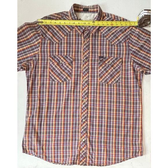 VTG Bullhead Western Pearl Snap XXL Cowboy Grunge Plaid Short Sleeve 100% Cotton - Picture 3 of 8